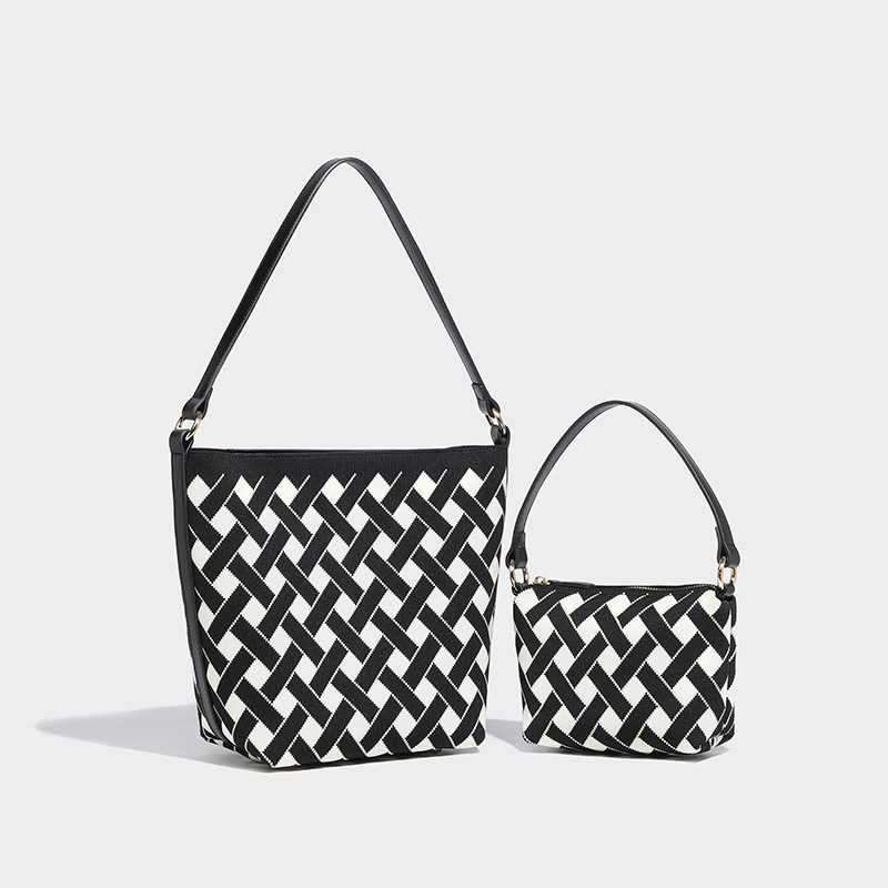 Bucket bag, checkered tote bag, one shoulder underarm bag